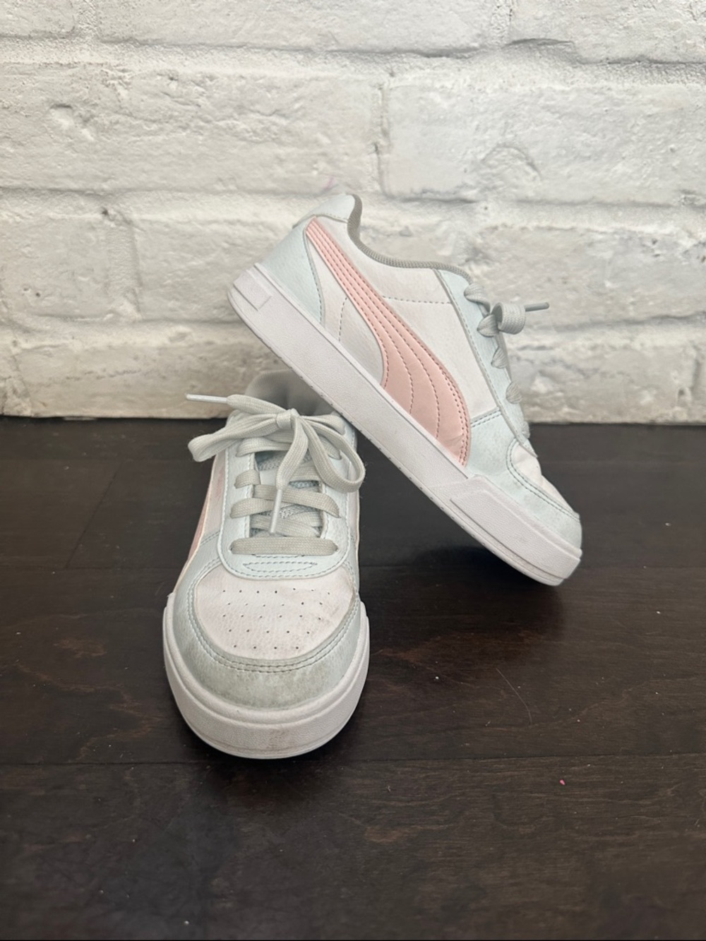 Puma Kids' White & Pink Low-Top Sneakers